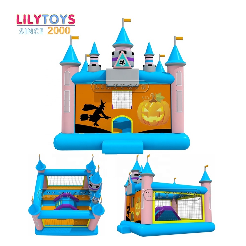 Halloween pumpkin theme Home use small size pvc inflatable jumping  bouncy castle for party