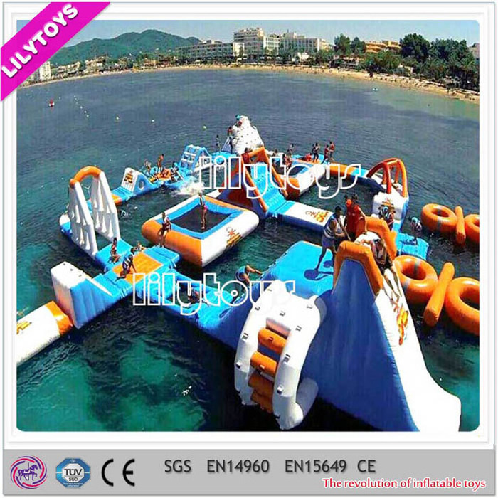 Ocean inflatable floating water playground, mega inflatable waterpark prices, inflatable water sport games