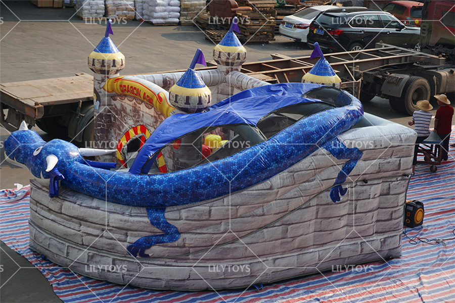 commercial PVC inflatable bouncers for kids, outdoor inflatable dragon bouncy castle for sale