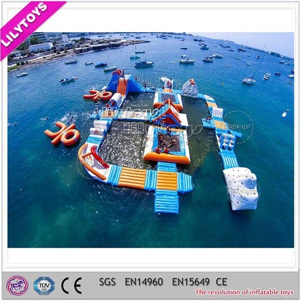 Ocean inflatable floating water playground, mega inflatable waterpark prices, inflatable water sport games