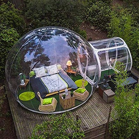 bubble tent, outdoor inflatable family camping tent with single tunnel, backyard transparent tent