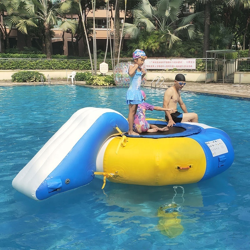 0.7mm PVC Tarpaulin Inflatable Water Trampoline Combo with Slide  Sports Park Kids or Adult 2.5m Diameter