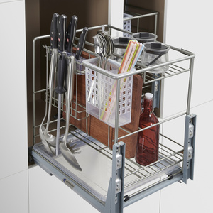 kitchen cabinet accessories multi-functional wire drawer basket pull out basket with soft closing rail  BFF-9135