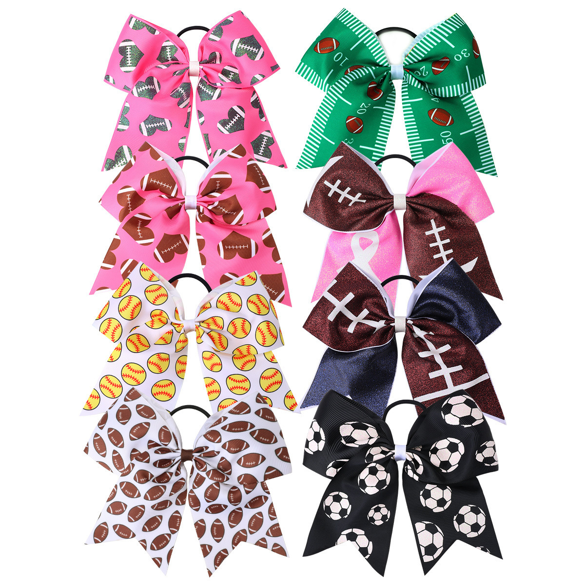 New Children's Hair Accessories Ribbon Bow Football Softball Pattern Hair Tie Headband