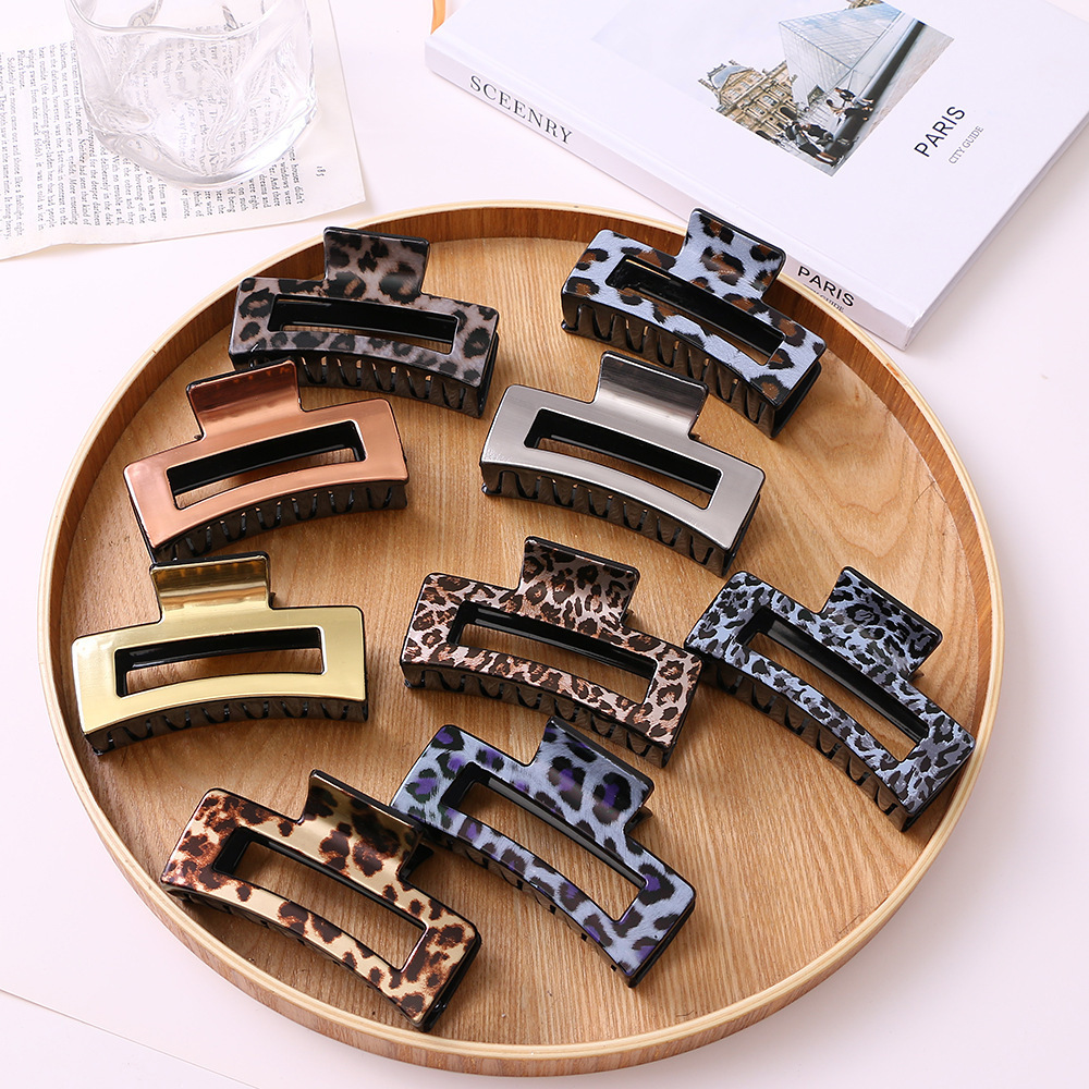 Hot Selling Leopard Hairpin Acetate Resin Clip Large Size Shark Clip Hair Jaw Clips