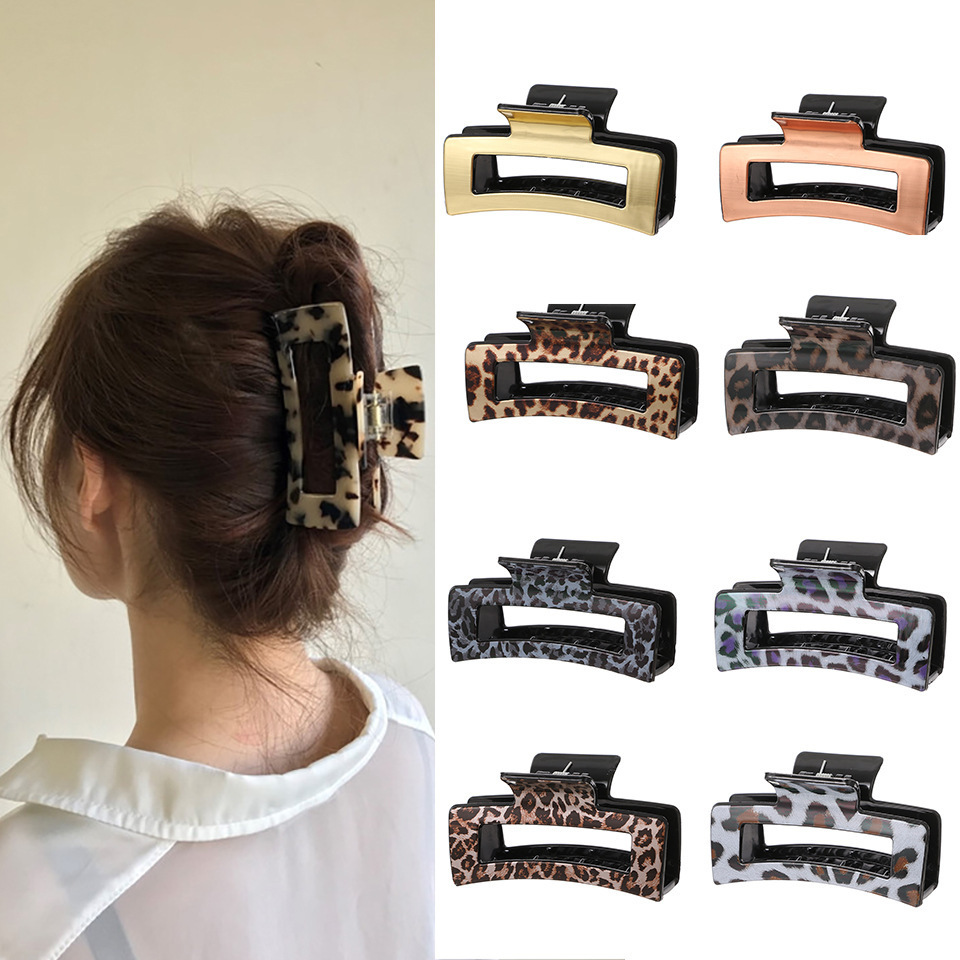 Hot Selling Leopard Hairpin Acetate Resin Clip Large Size Shark Clip Hair Jaw Clips