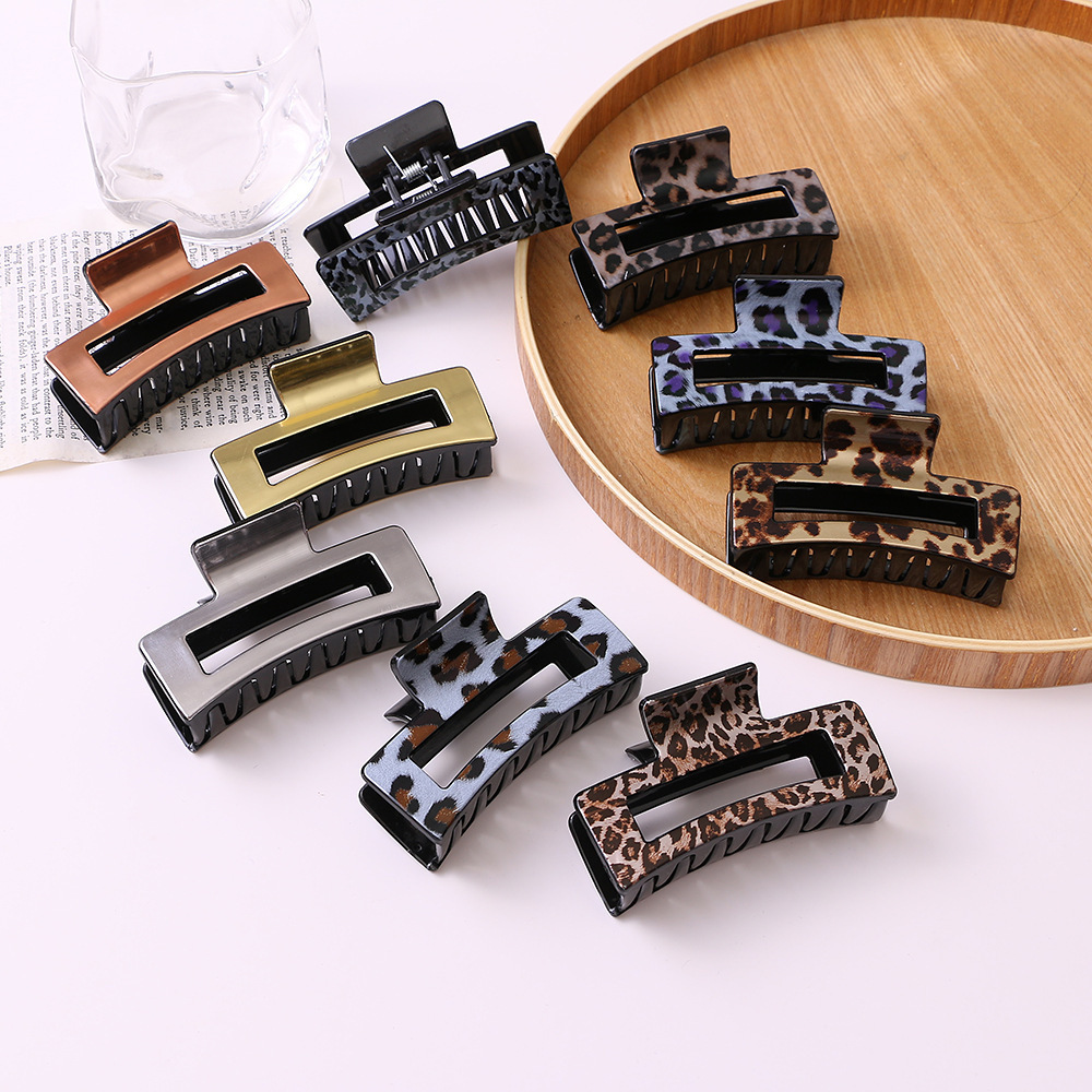 Hot Selling Leopard Hairpin Acetate Resin Clip Large Size Shark Clip Hair Jaw Clips