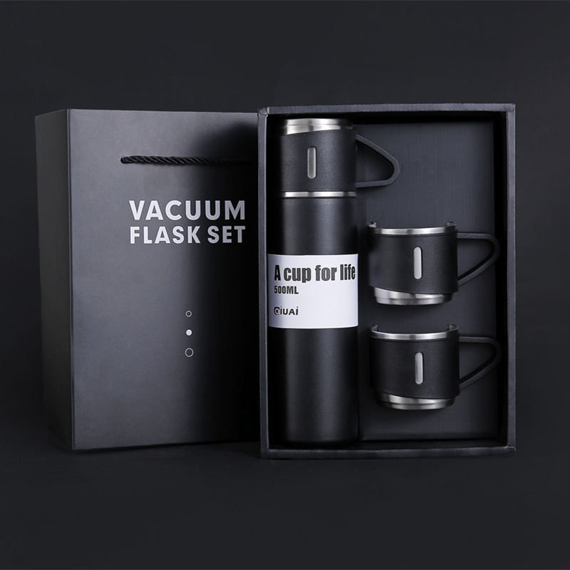 Wholesale Corporate Business18 8 Vacuum Bottle Gift Set With 2 Cups Custom 500ml Stainless Steel Thermos Vacuum Flasks