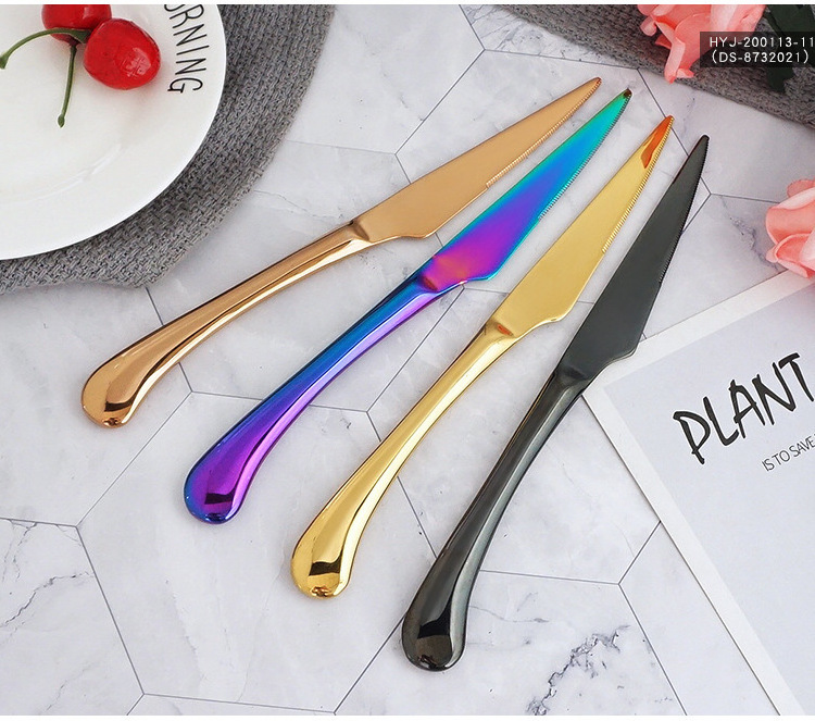 High Quality Polished Luxury Restaurant Set Cutlery 18/10 Stainless Steel Wedding Royal  Plated Gold Flatware