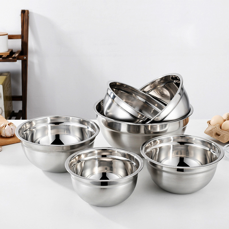 Wholesale Non-slip Cake Kitchen Bowls Stainless Steel Salad Mixing Bowls With Lid Set