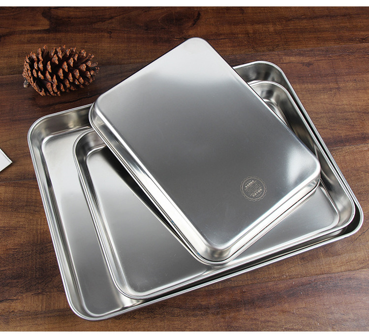 New Arrival Flat Metal Cake Roasting Sheet Pans Bakery Stainless Steel Baking Tray For Oven