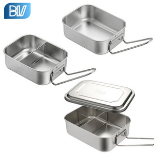 Wholesale Steel 2 Or 3 Compartments Food Tiffin Box Stainless Steel Lunch Box With Handle