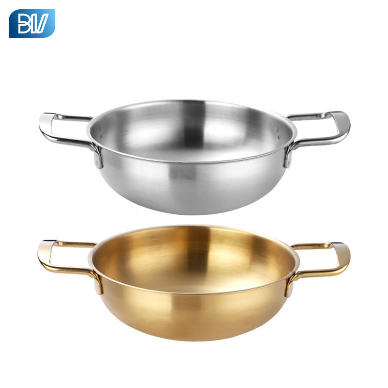 Gold Metal Cooking Hot Pot With Handle Oven Induction Kitchen Stainless Steel Pot