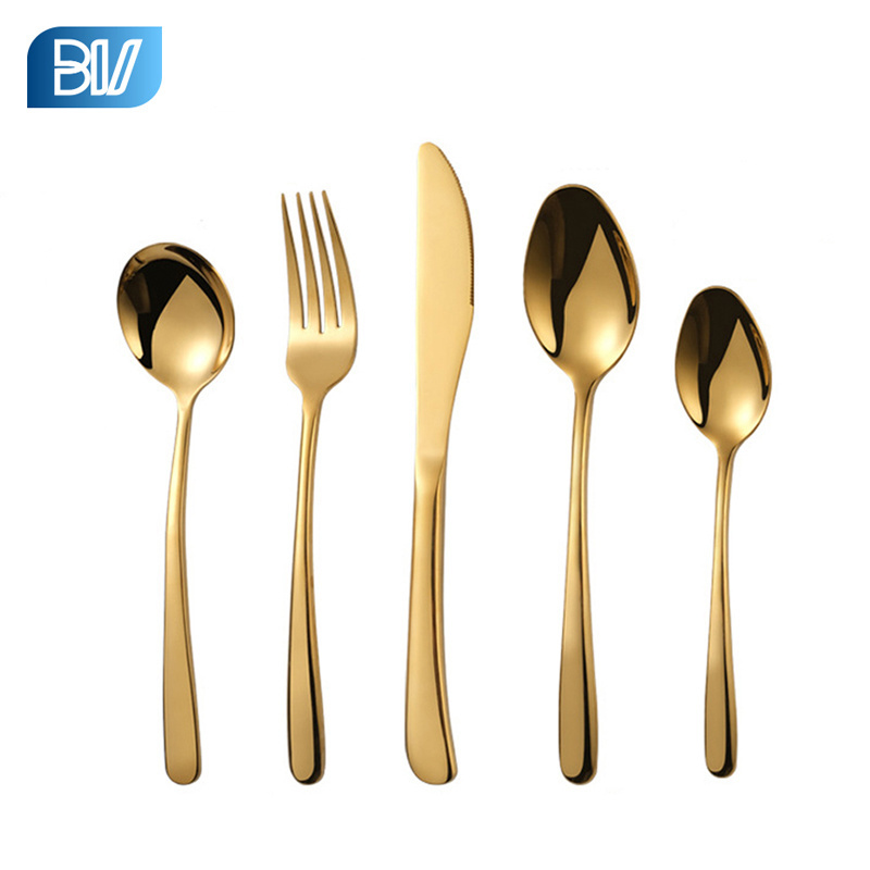 High Quality Polished Luxury Restaurant Set Cutlery 18/10 Stainless Steel Wedding Royal  Plated Gold Flatware