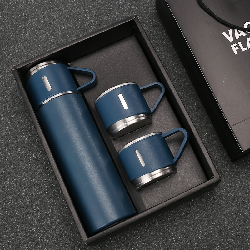 Wholesale Corporate Business18 8 Vacuum Bottle Gift Set With 2 Cups Custom 500ml Stainless Steel Thermos Vacuum Flasks