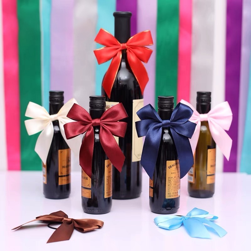 MSD Factory Custom Elastic Loop Ribbon Bows Wholesale Wine Bottle Neck Decorative Bows