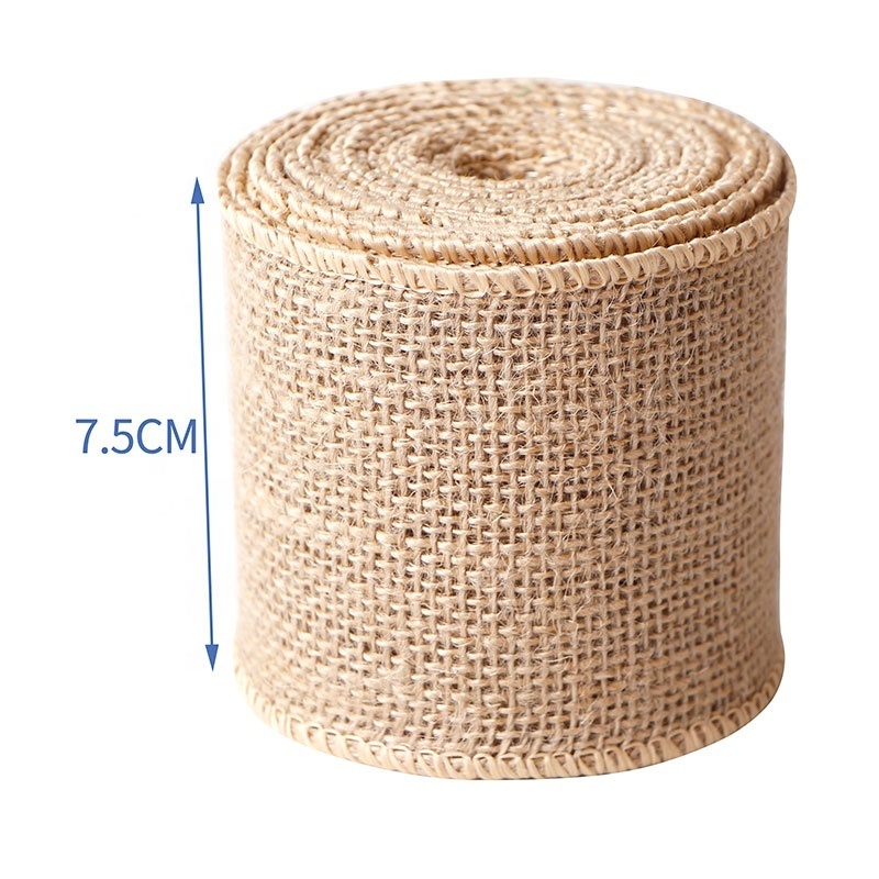 Wholesale natural jute fabric ribbon wired burlap ribbon roll for DIY decoration