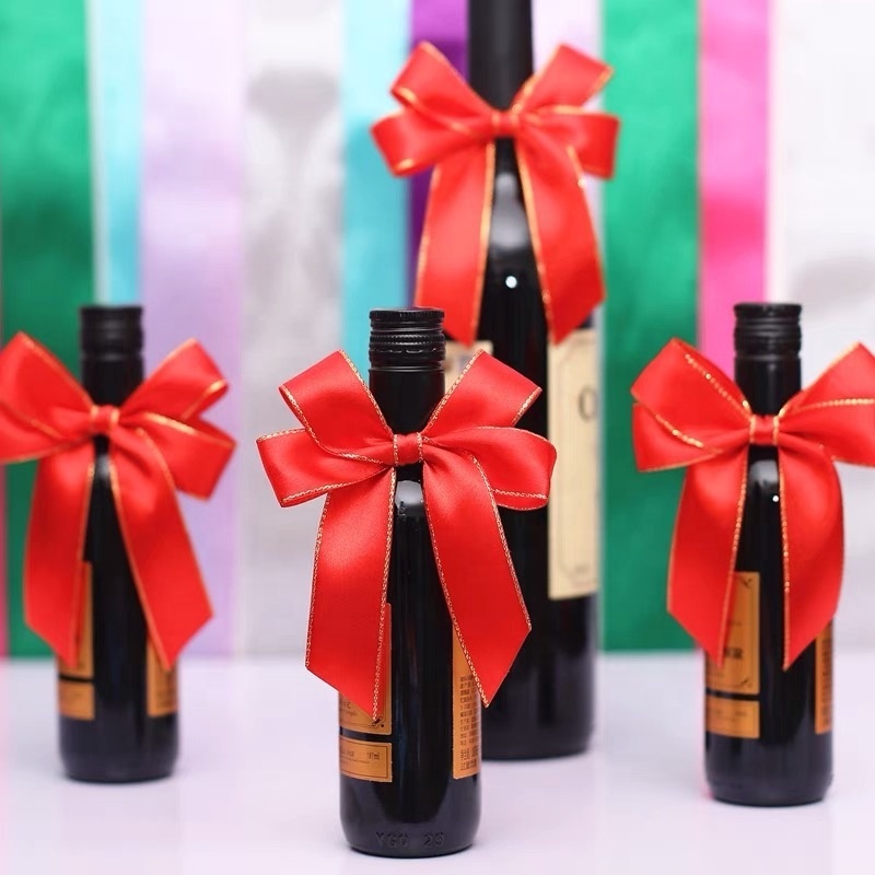 MSD Factory Custom Elastic Loop Ribbon Bows Wholesale Wine Bottle Neck Decorative Bows