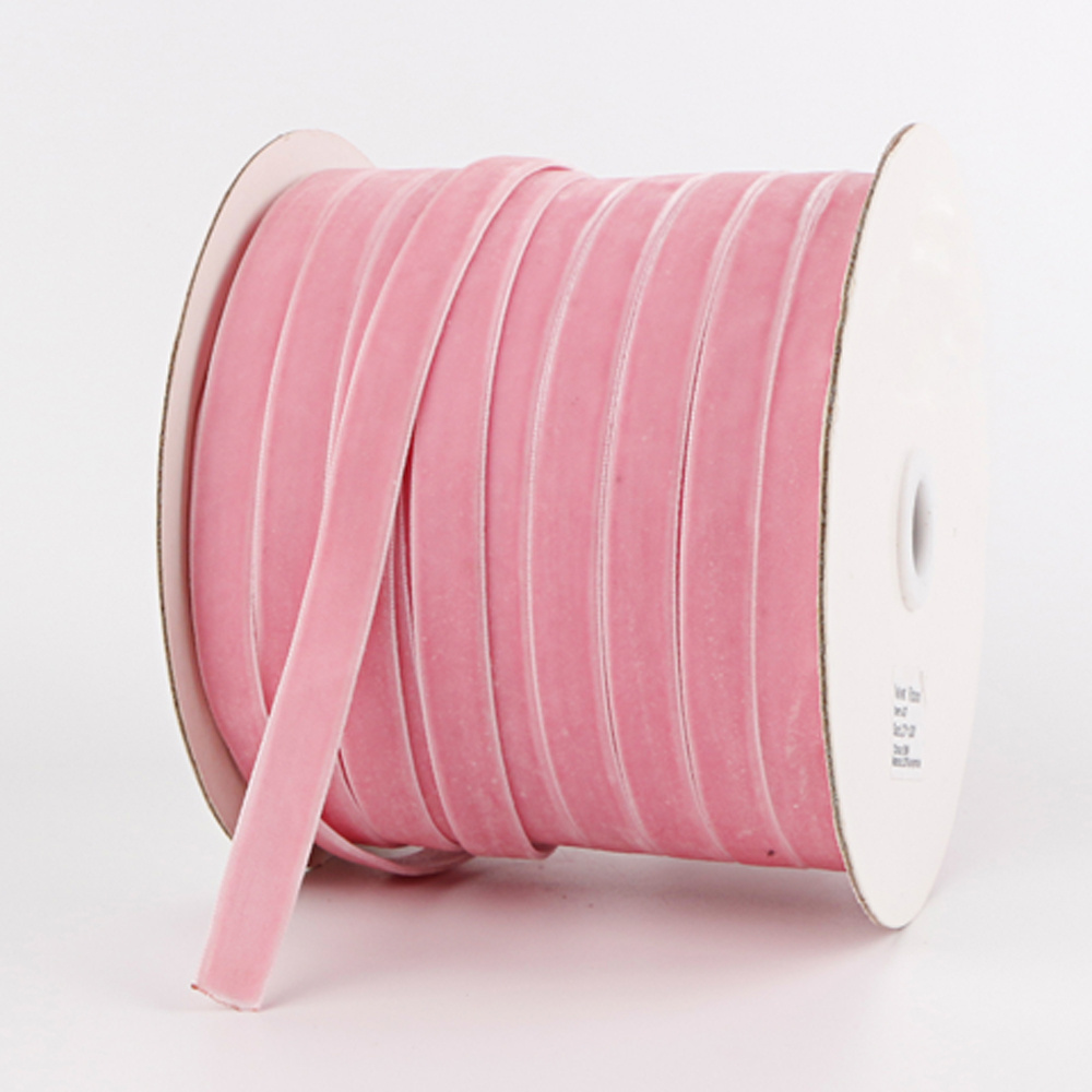 1 inch stretch velvet ribbon 25mm single face pink velvet ribbon