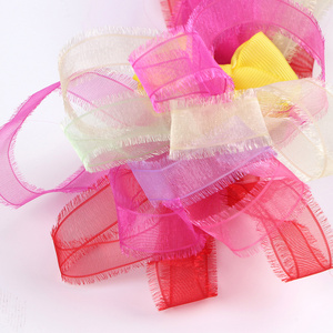 Wholesale Designer Korea Sari Silk Organza Chiffon Fringe Tassel Ribbon