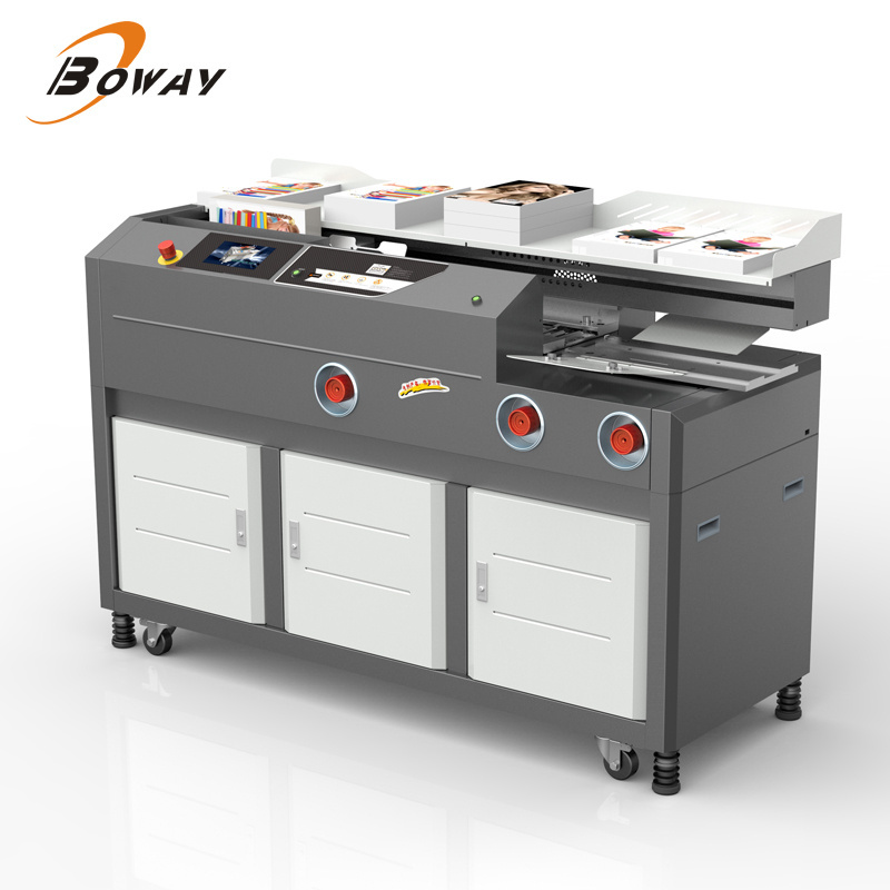 Boway K8 automatic high speedHot Melt Book Glue Binding Machine 440mm A3 A4 size  and three rubber  wheel with side glue