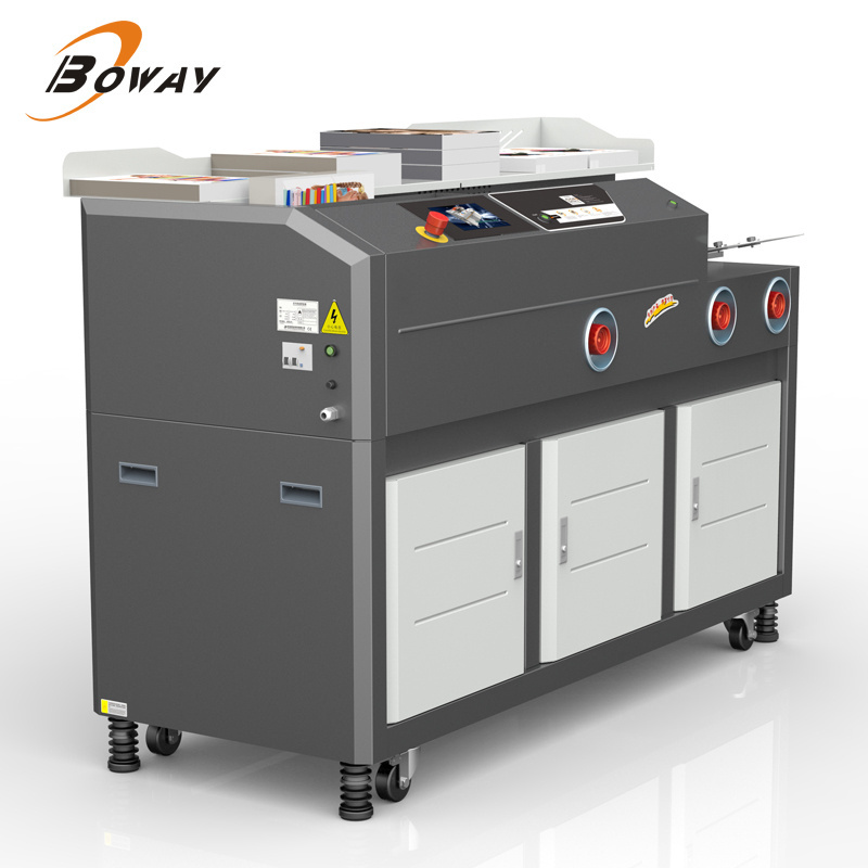 Boway K8 automatic high speedHot Melt Book Glue Binding Machine 440mm A3 A4 size  and three rubber  wheel with side glue