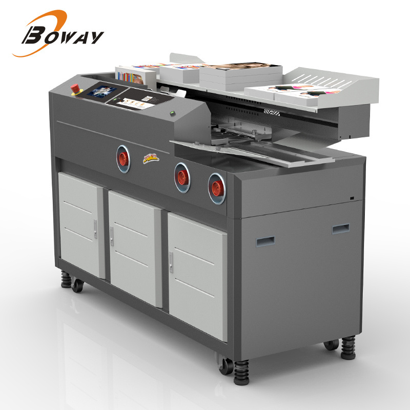 Boway K8 automatic high speedHot Melt Book Glue Binding Machine 440mm A3 A4 size  and three rubber  wheel with side glue