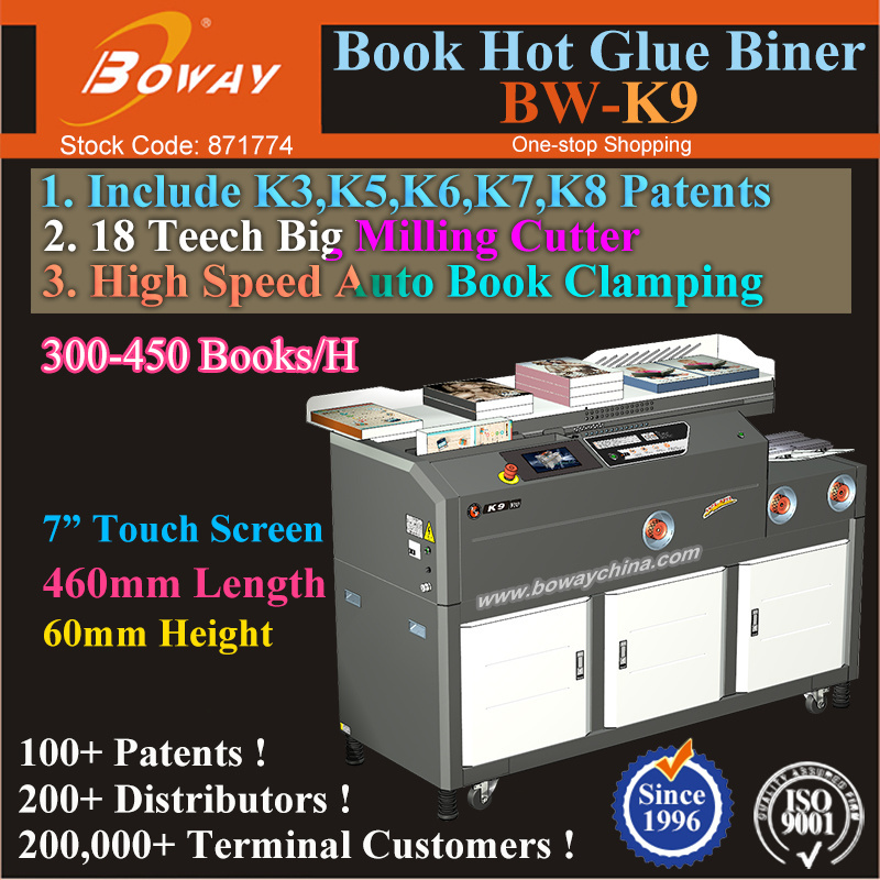 BOWAY  K9 Teeth Big Milling Cutter 460mm L 60mm H Hot Gule Perfect Book Binder Binding Machine