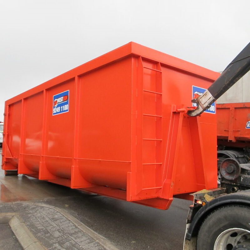 Factory Oem Galvanised Mild Steel Heavy Duty Outdoor Waste Recycling 12 Meter Steel Double Skip Bin Truck Swing Arm