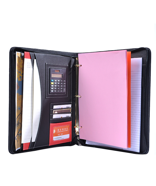 2016 zippered 3 ring binder portfolio/3 ring conference folder/document holder