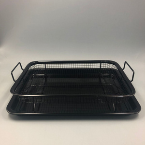 Carbon steel roasting pan set fried basket set with non stick copper coating baking tray