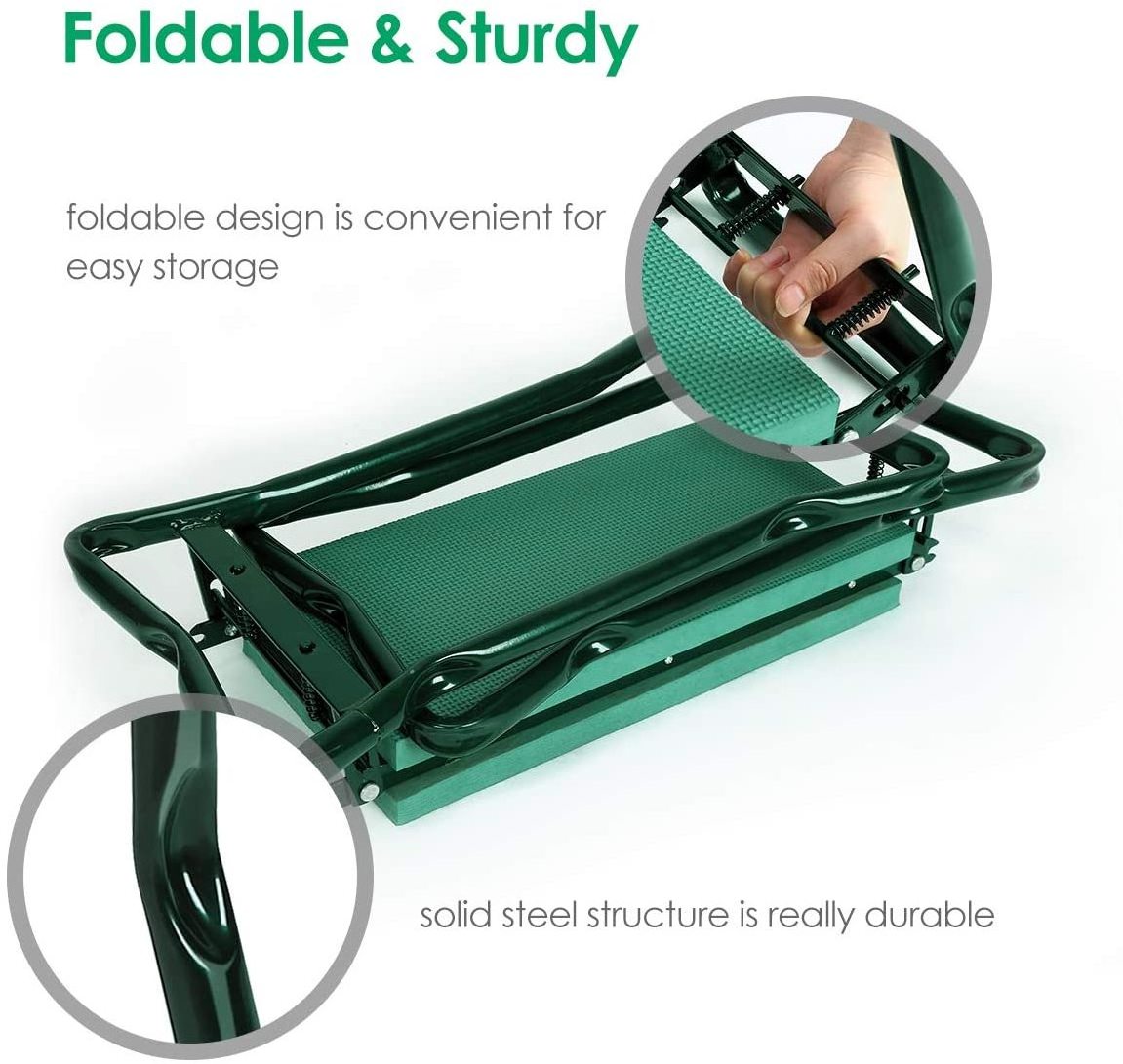 Upgraded Garden Kneeler Seat Widen Soft Kneeling Pad Garden Tools Stools Garden Bench with 2 Large Tool Pouches Outdoor Foldable