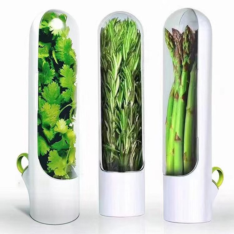 BPA-Free Clear Fresh Herb Keeper Cilantro Containers Saver Savor Pod Holder Preserver for Refrigerator