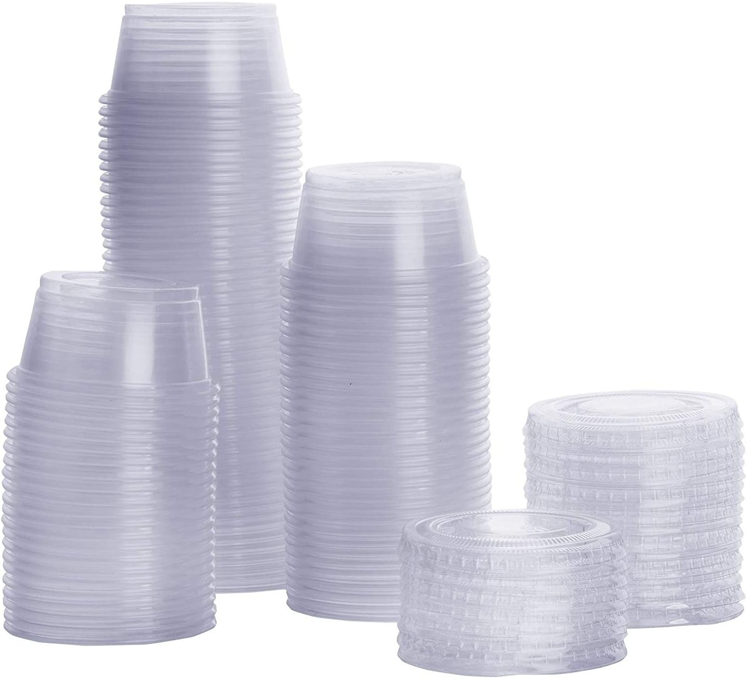 100 Pack 2OZ Plastic Portion Cups With Lids  Souffle Cups Wholesale  Disposable Transparent jello Shot Cups