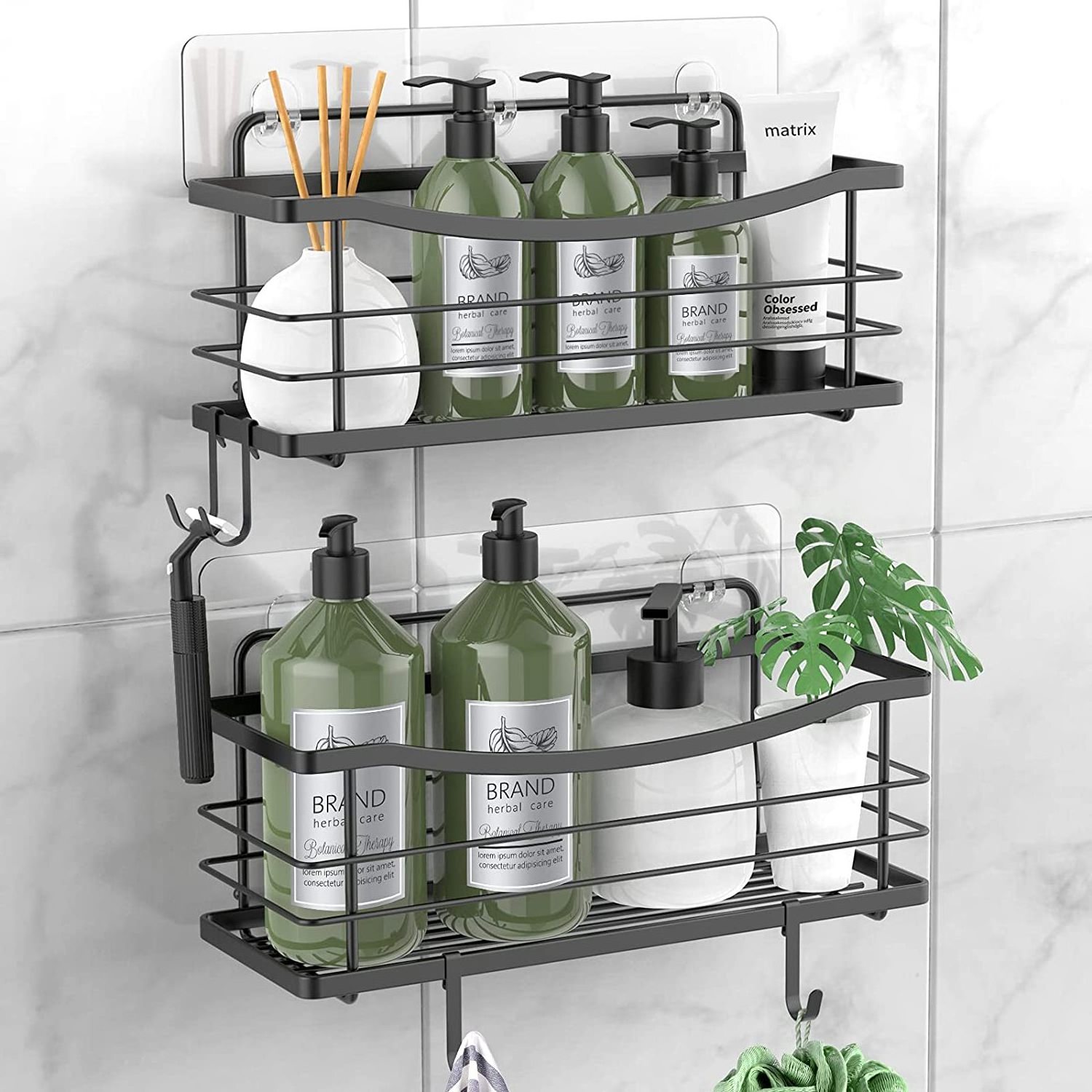 SUS304 Kitchen Spice Racks Bathroom Storage Organizer Large Shower Caddy with Removable 4 Hooks