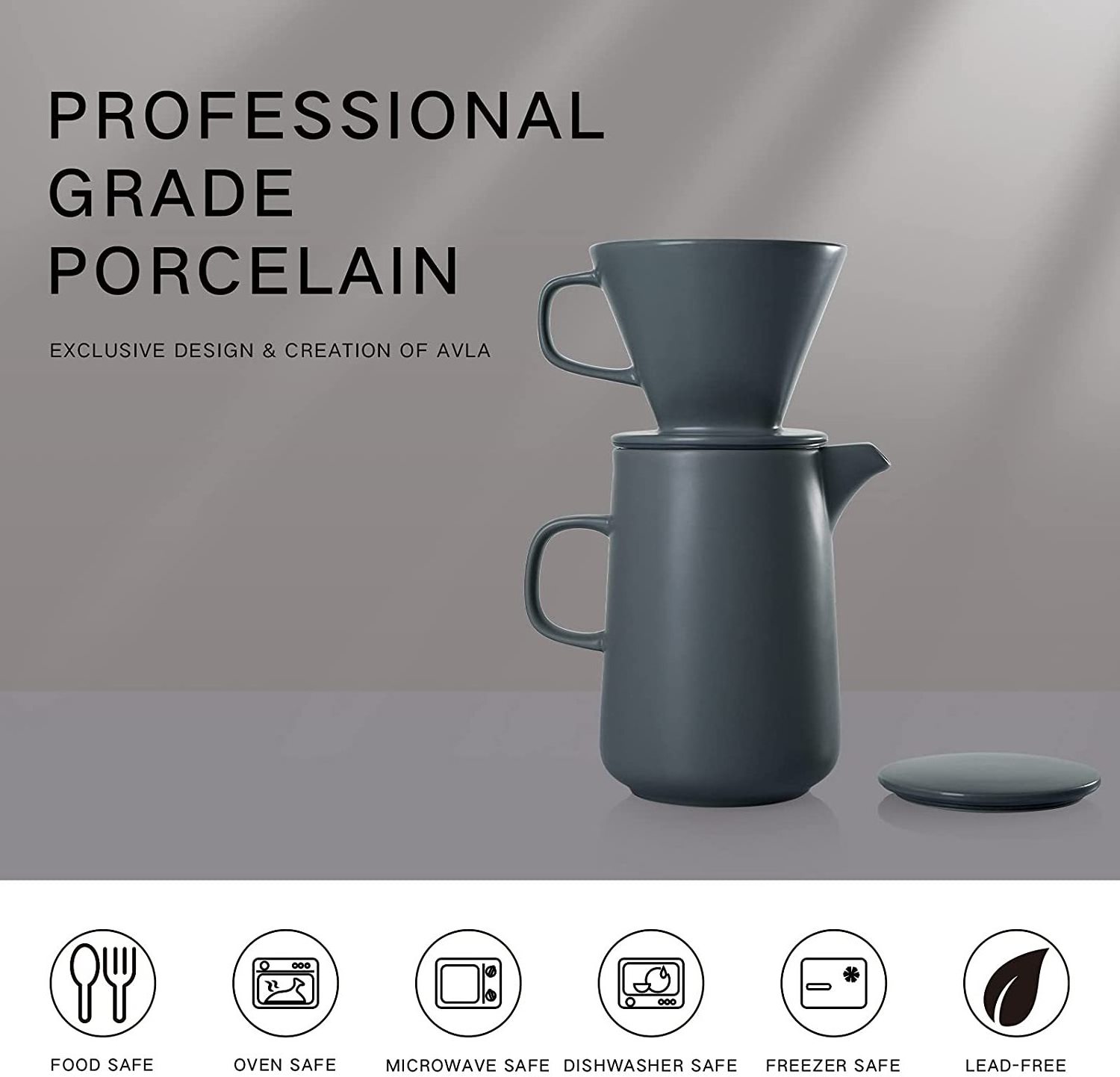 30oz Gourmet Porcelain Coffeemaker with Paperless Dripper and Decanter Pour Over Coffee Maker