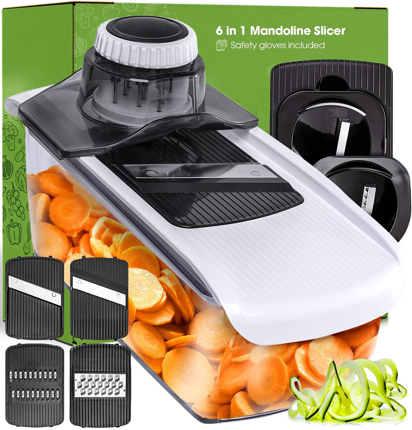 Cheese Food  Slicer 6-in-1 Vegetable Potato Slicer Zoodle Maker BPA-Free Veggie Spiralizer Slicers