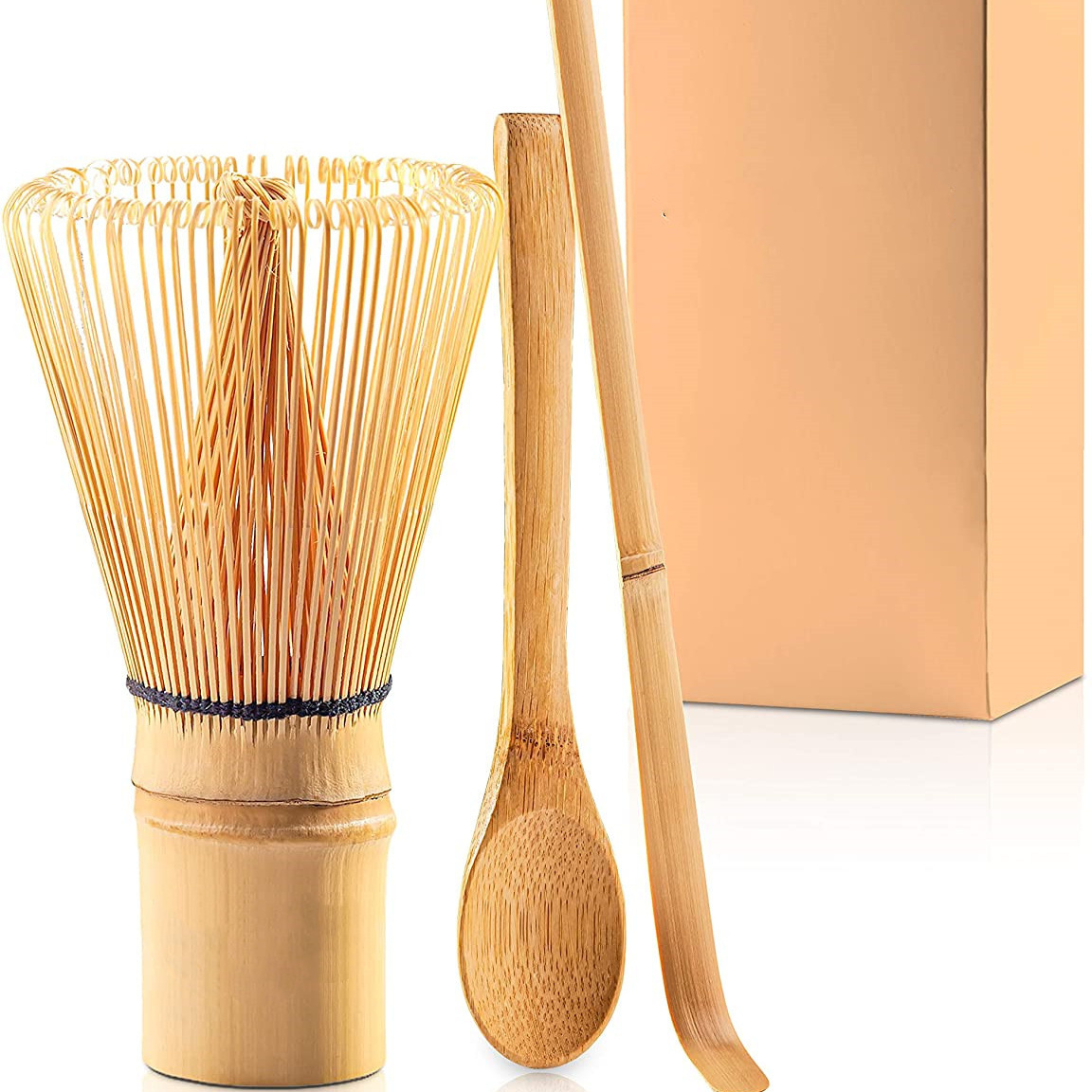 Japanese Bamboo matcha tea whisk set With Traditional Scoop (Chashaku) Tea Spoon