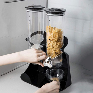 Convenient Storage Dual Control Dry Cereal Dispenser for Machine Oatmeal Candy Cereal Dry Food Double Cereal Dispenser