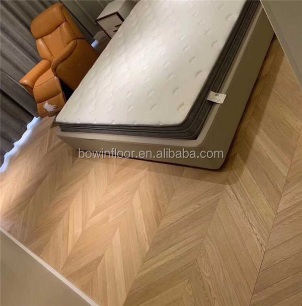 Natural color oak chevron pattern engineered flooring wide solid oak flooring