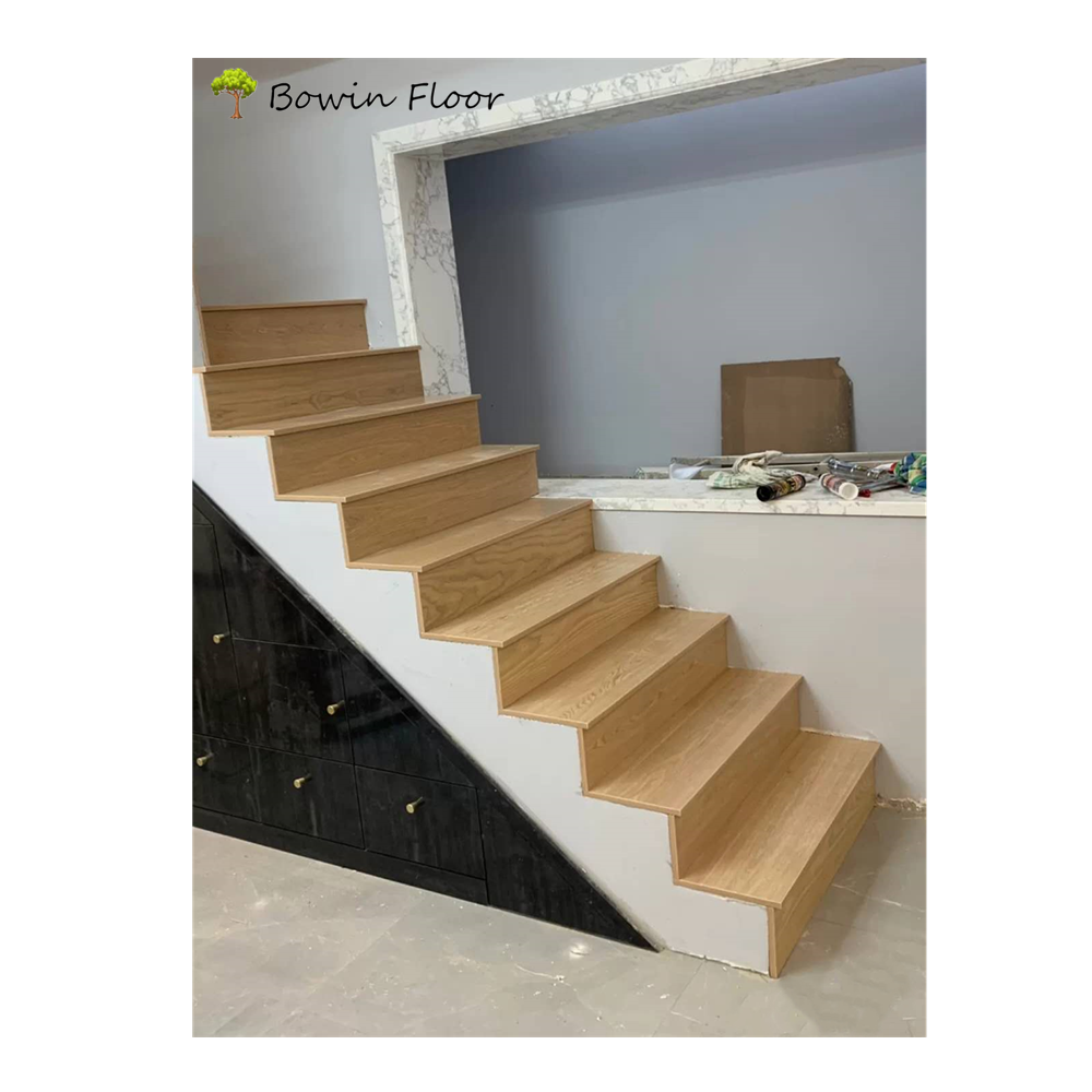 Natural full hardwood oak wood stair treads