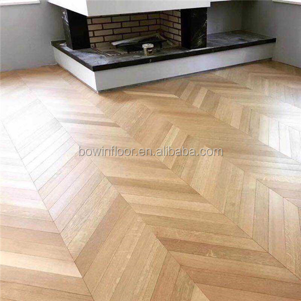 Natural color oak chevron pattern engineered flooring wide solid oak flooring