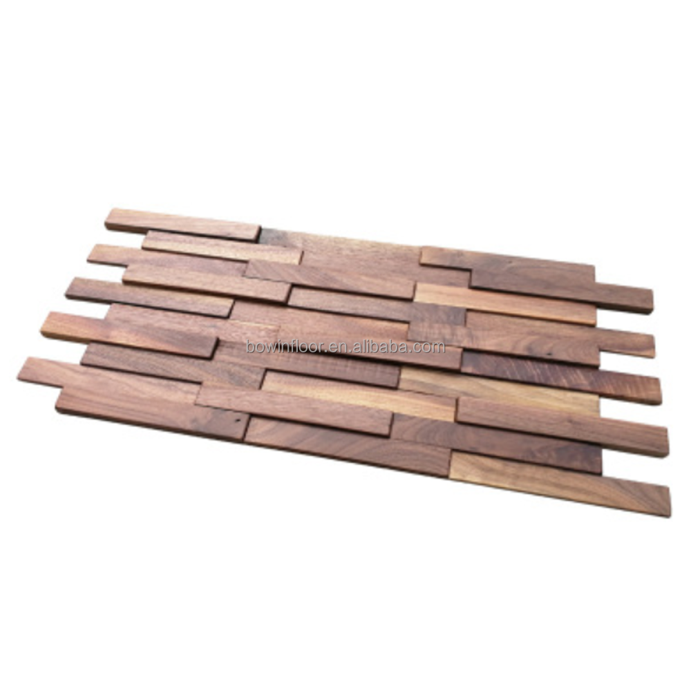 decorated indoor solid wood 3d American walnut wall panel