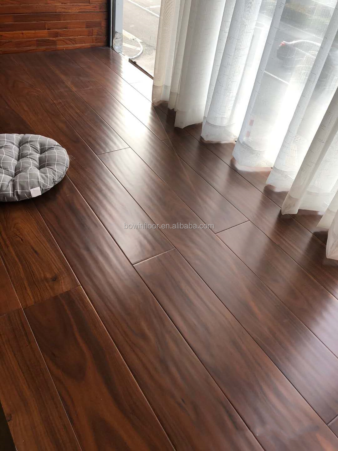 Hand scraped Asian walnut acacia hardwood flooring