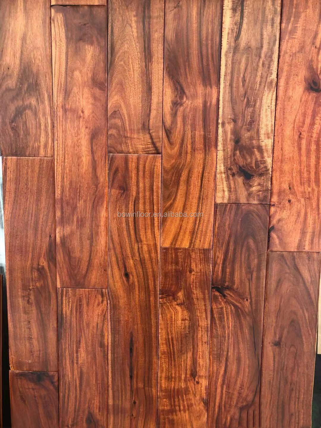 Mixed size hand scraped  short leaf acacia walnut hardwood flooring