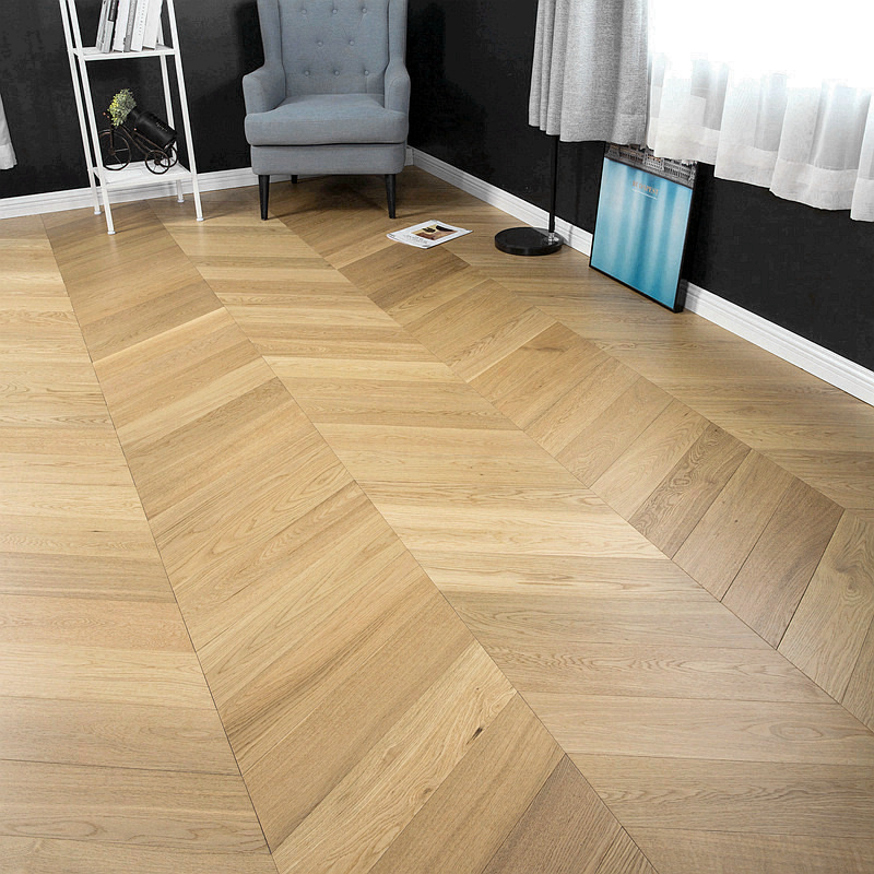 Natural color oak chevron pattern engineered flooring wide solid oak flooring