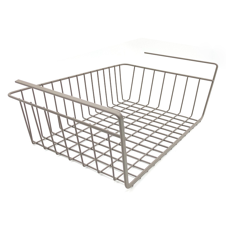 Under Cabinet Storage Shelf Wire Basket Organizer Fit Dual Hooks for Kitchen Pantry Desk Bookshelf,Gray