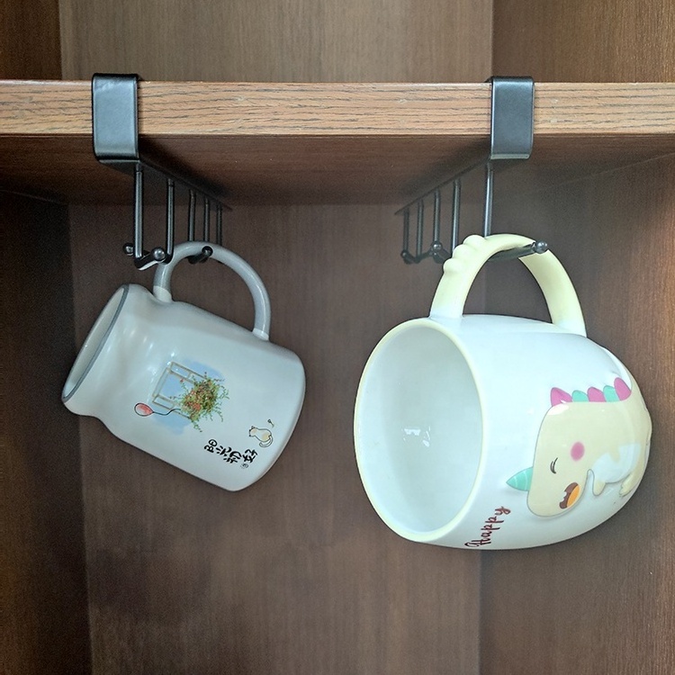 Under Cabinet Shelf with 5 Hook Cup Holder Coffee Cup Mug Holder for Kitchen