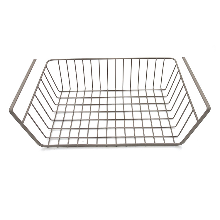 Under Cabinet Storage Shelf Wire Basket Organizer Fit Dual Hooks for Kitchen Pantry Desk Bookshelf,Gray