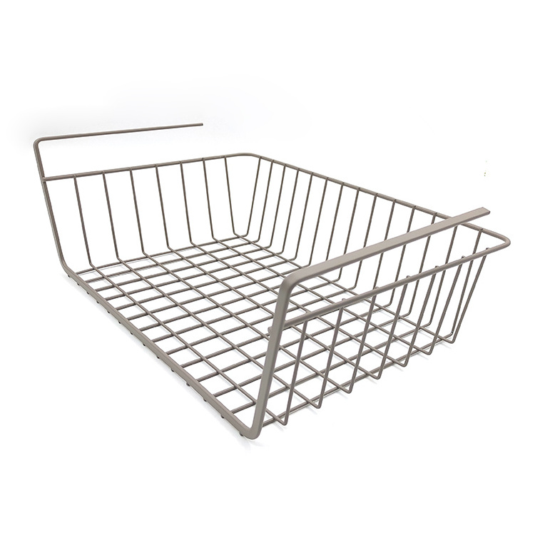 Under Cabinet Storage Shelf Wire Basket Organizer Fit Dual Hooks for Kitchen Pantry Desk Bookshelf,Gray